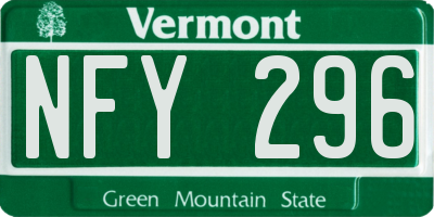 VT license plate NFY296