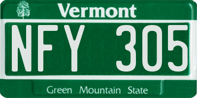 VT license plate NFY305
