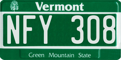 VT license plate NFY308