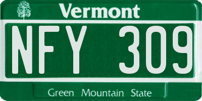VT license plate NFY309
