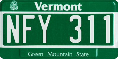 VT license plate NFY311