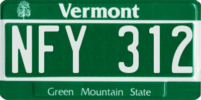 VT license plate NFY312