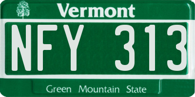VT license plate NFY313