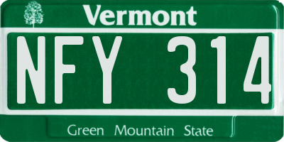VT license plate NFY314