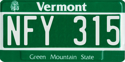 VT license plate NFY315