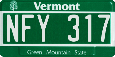 VT license plate NFY317