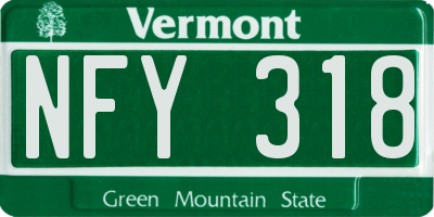 VT license plate NFY318