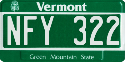 VT license plate NFY322