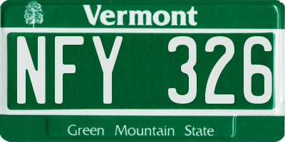 VT license plate NFY326
