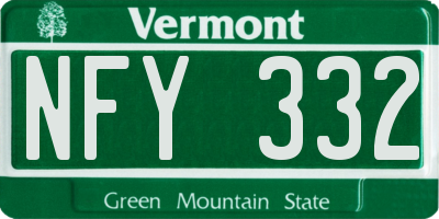 VT license plate NFY332