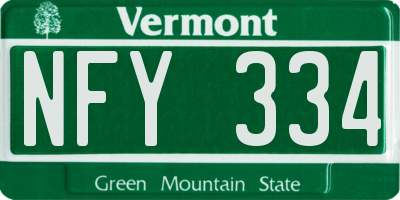 VT license plate NFY334