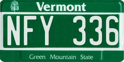 VT license plate NFY336