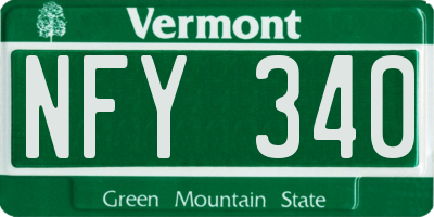 VT license plate NFY340