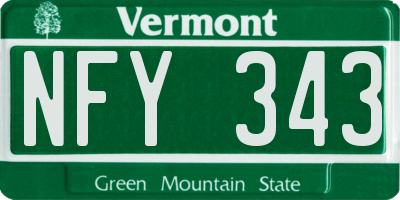 VT license plate NFY343