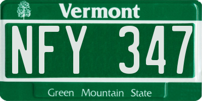 VT license plate NFY347