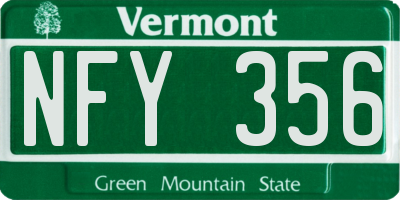 VT license plate NFY356