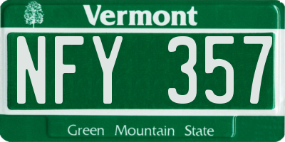 VT license plate NFY357
