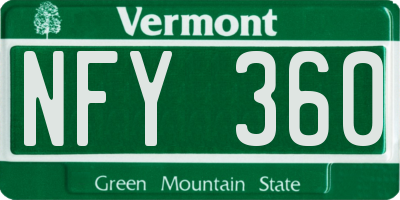 VT license plate NFY360