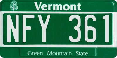 VT license plate NFY361