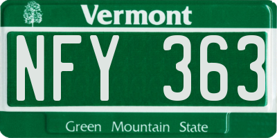 VT license plate NFY363