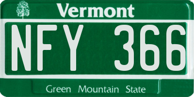 VT license plate NFY366