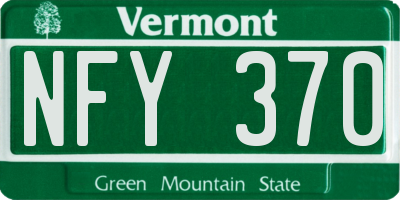 VT license plate NFY370
