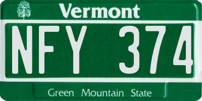 VT license plate NFY374