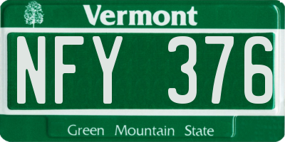 VT license plate NFY376
