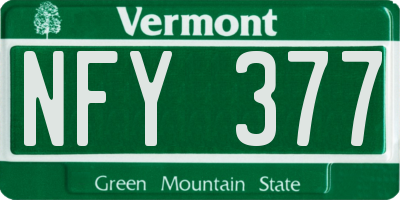 VT license plate NFY377