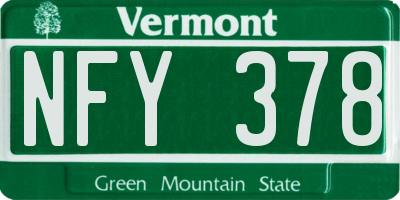 VT license plate NFY378