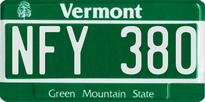 VT license plate NFY380