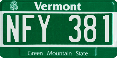 VT license plate NFY381
