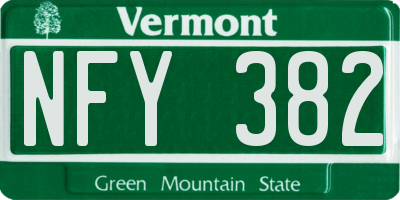 VT license plate NFY382