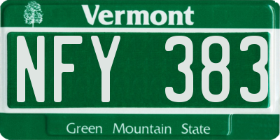 VT license plate NFY383