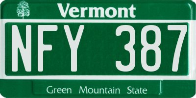 VT license plate NFY387