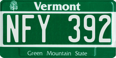VT license plate NFY392