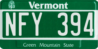 VT license plate NFY394
