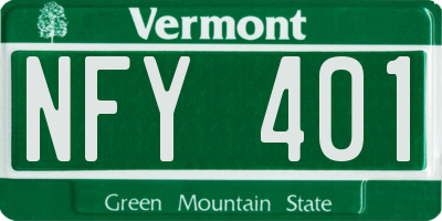 VT license plate NFY401