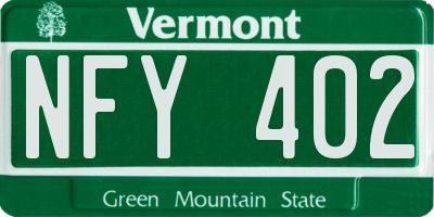 VT license plate NFY402