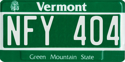 VT license plate NFY404