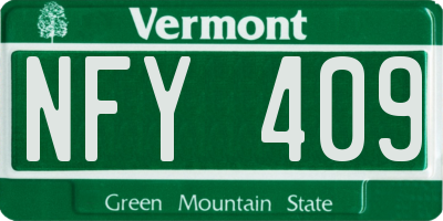 VT license plate NFY409