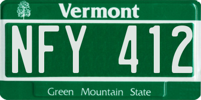 VT license plate NFY412