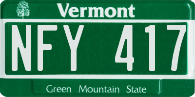 VT license plate NFY417