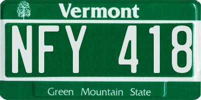 VT license plate NFY418