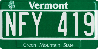 VT license plate NFY419