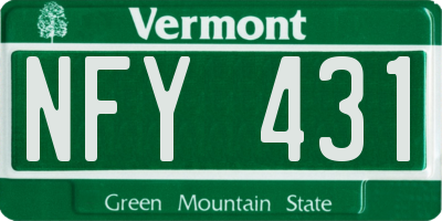 VT license plate NFY431