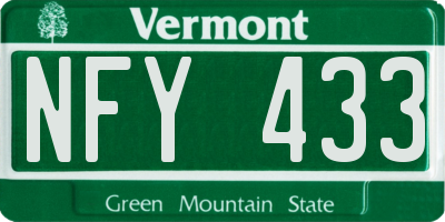 VT license plate NFY433