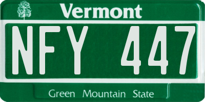 VT license plate NFY447