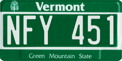 VT license plate NFY451