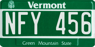 VT license plate NFY456